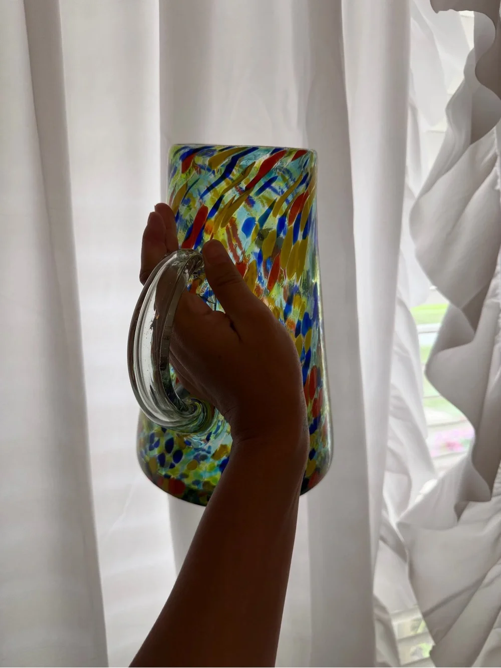 Amici Home Handmade Mexican Confetti Glass Pitcher & 4 Tumblers Set
